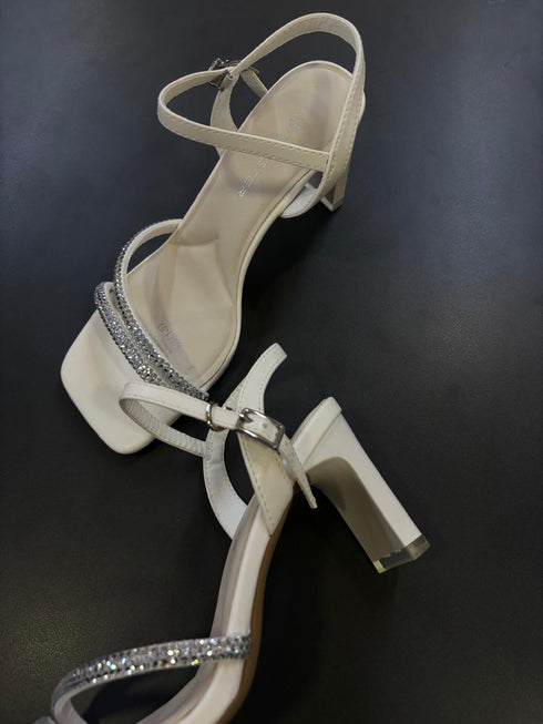 Rhinestone Embedded Open Toe Heels